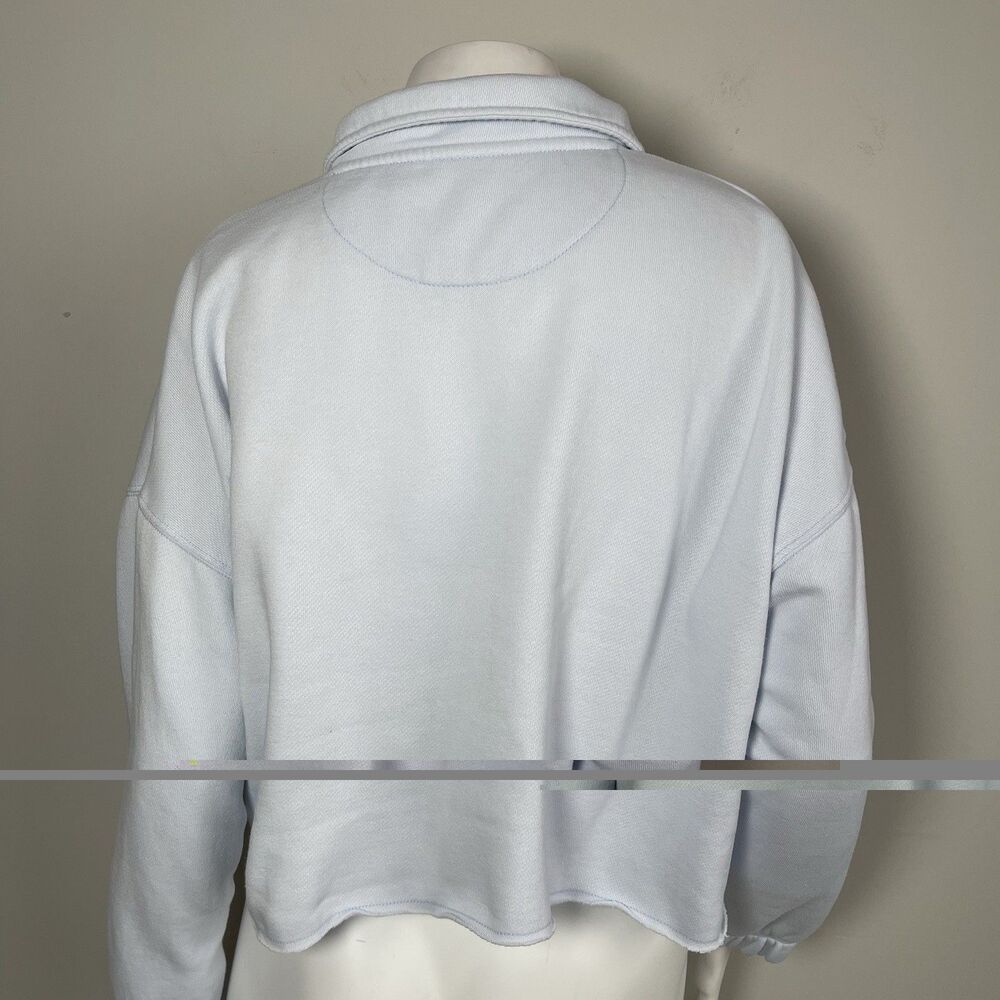 Aerie Oversized Boxy Collared Crop Cropped‎ Sweatshirt S Preppy Comfy Casual - Picture 5 of 12